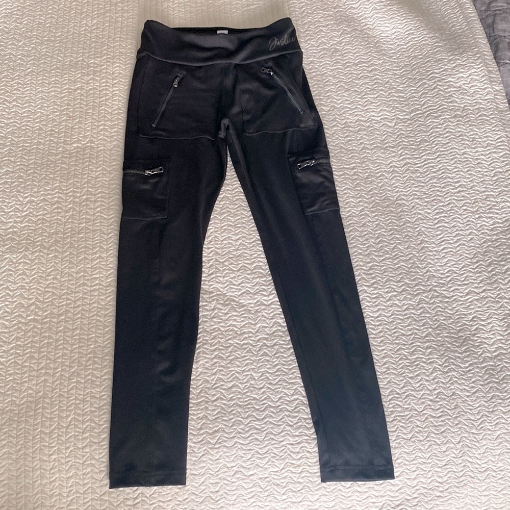 Justice Girls stretchy pants, size 10, black